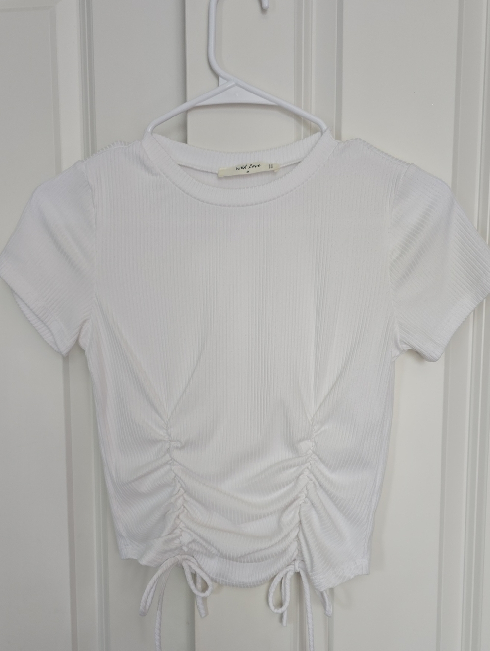White Ruched Short Sleeve Top - Wild Fable